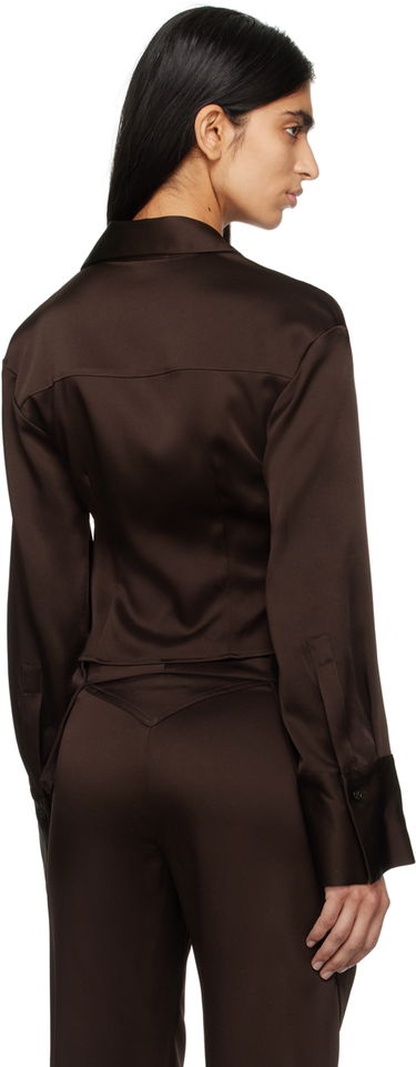 Skjorte Blumarine Satin Cowl Neck Blouse Brun | P422C243A, 2