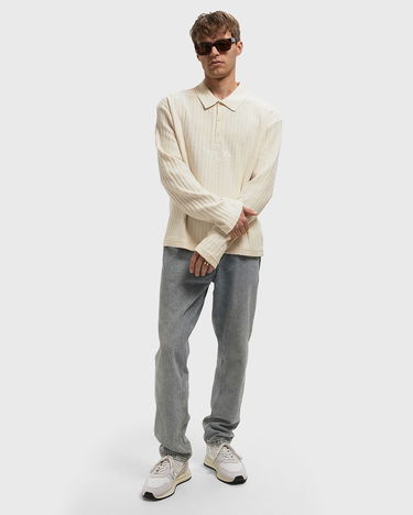 Polo skjorte Honor The Gift Textured Long Sleeve Knit Polo Beige | HTG250340-BONE, 2