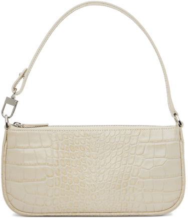 Skuldertaske BY FAR Croc Embossed Leather Shoulder Bag Hvid | 18FWRCLSCEDMED, 0