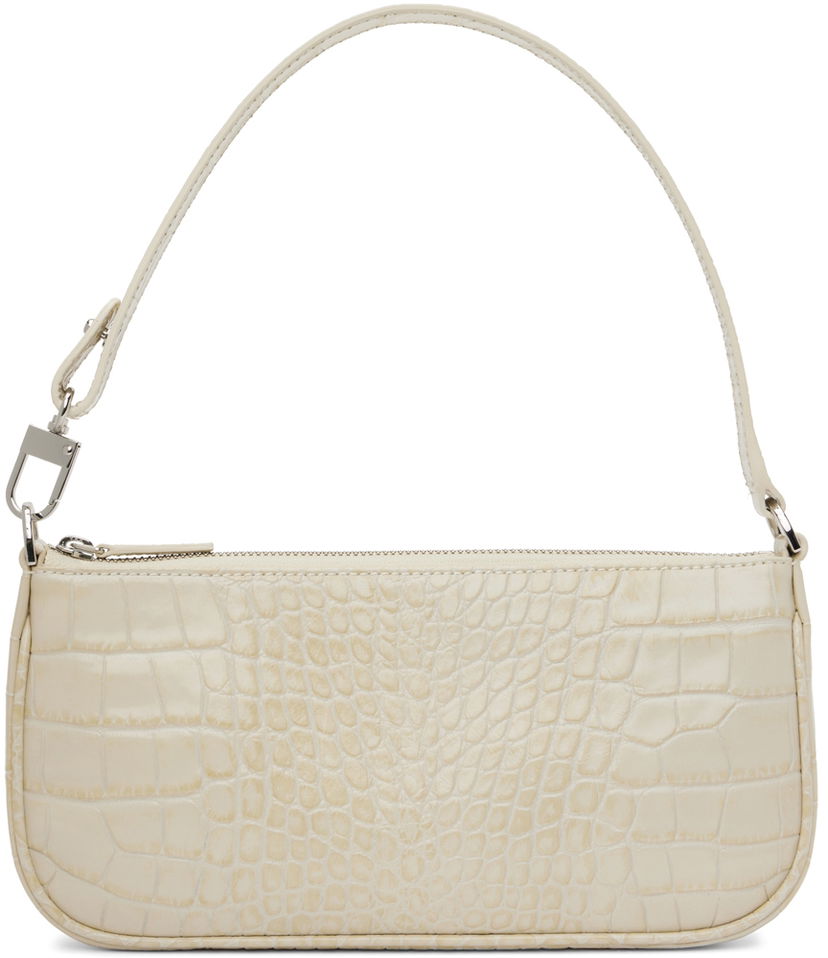 Skuldertaske BY FAR Croc Embossed Leather Shoulder Bag Hvid | 18FWRCLSCEDMED