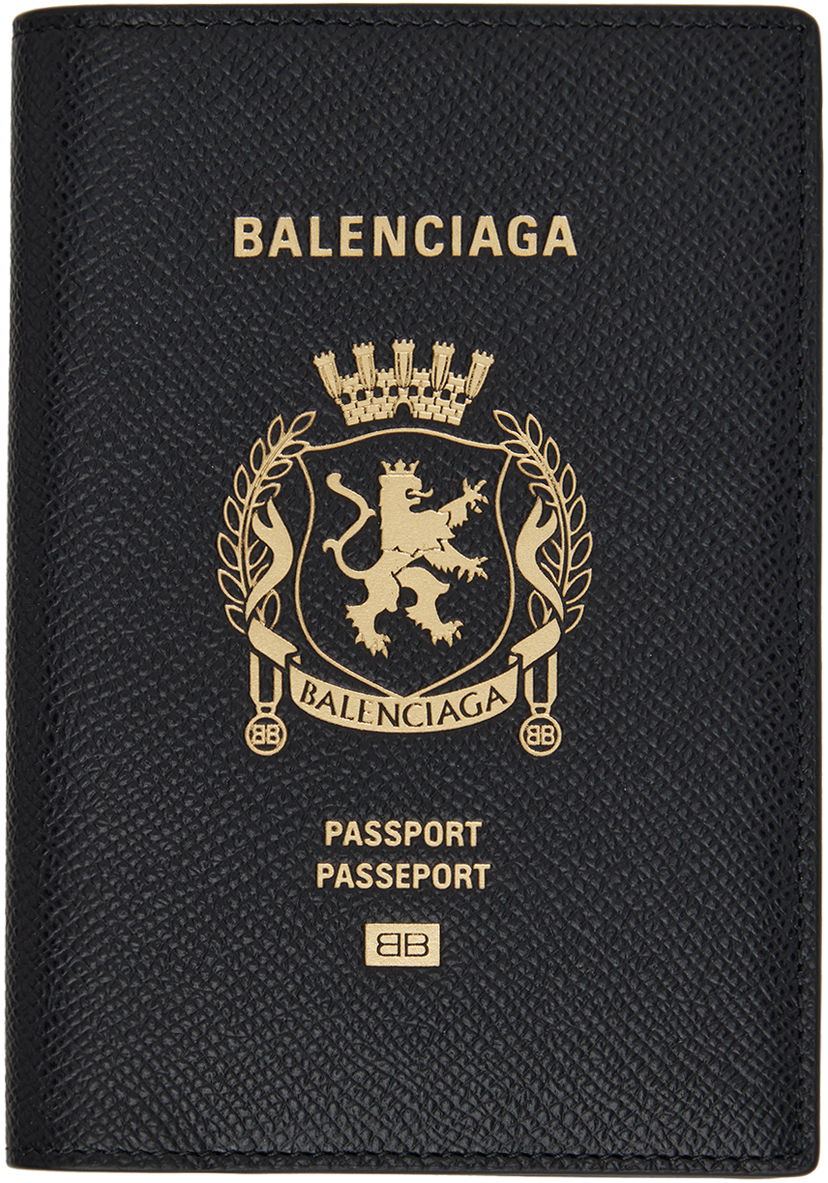 Tegnebog Balenciaga Balenciaga Stamped Passport Holder Sort | 787742 2AA3R