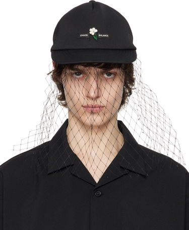 Kasket UNDERCOVER UNDERCOVER Beaded Appliqué Baseball Cap with Veil Sort | UC1E4H04, 0