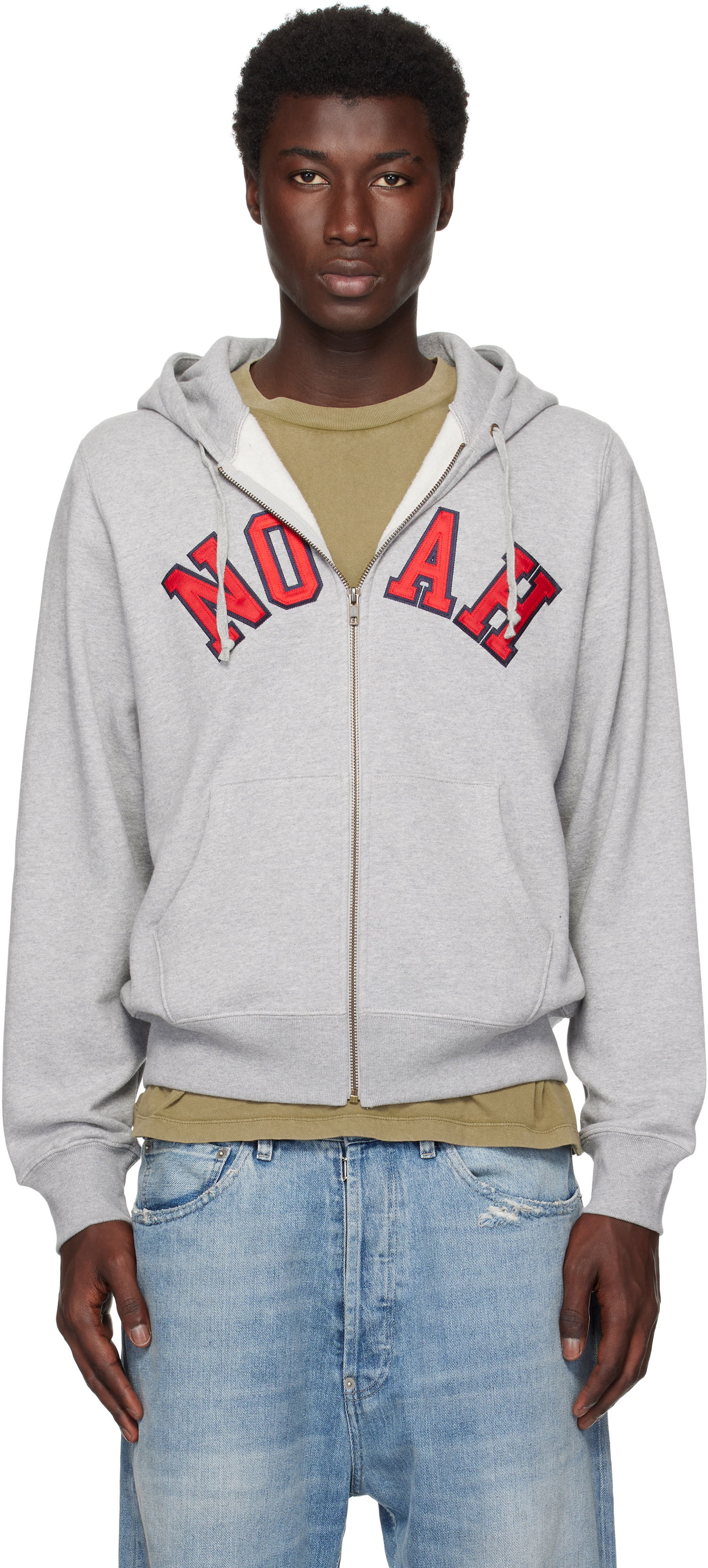 Sweatshirt Noah Noah Arch Appliqué Zip-Up Hoodie Grå | SS194SS25HGY, 0