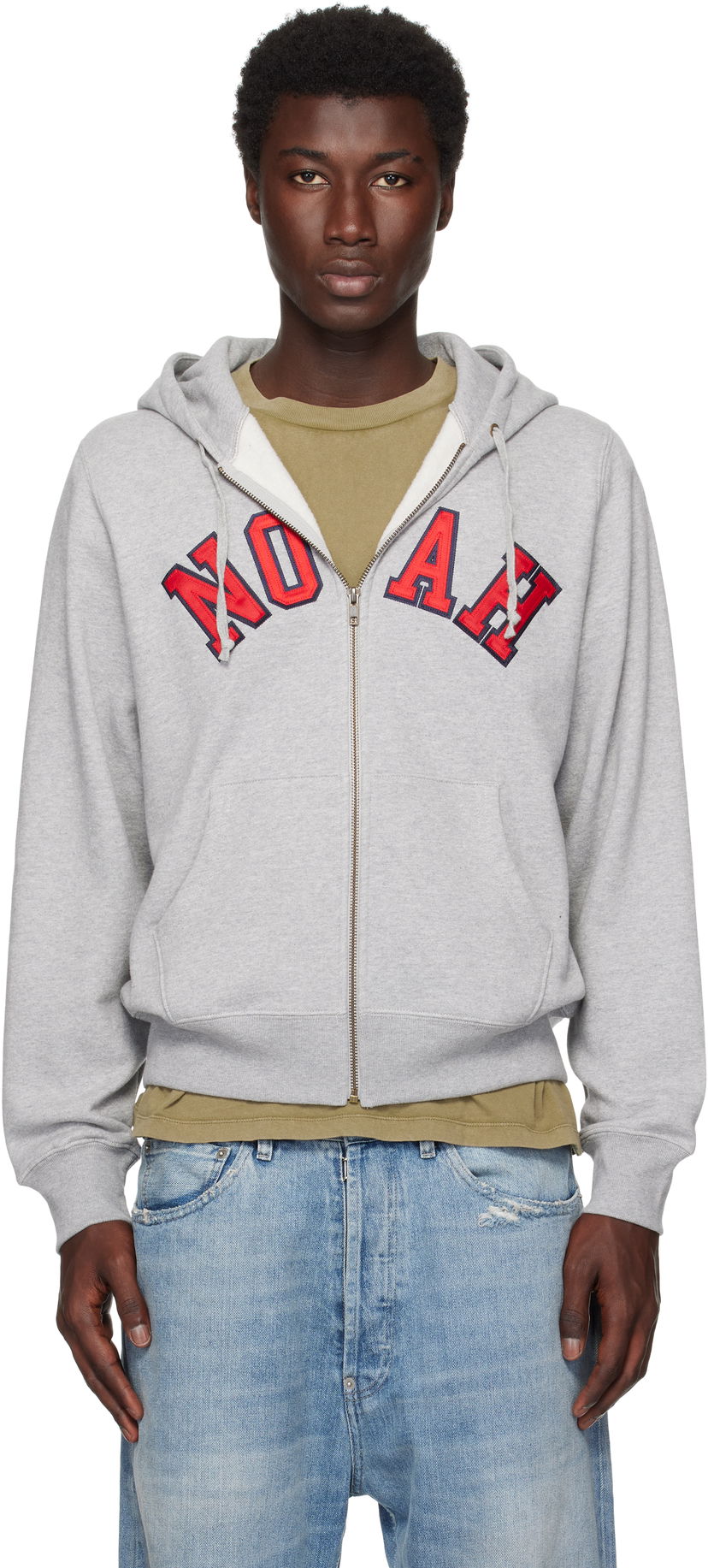 Sweatshirt Noah Noah Arch Appliqué Zip-Up Hoodie Grå | SS194SS25HGY