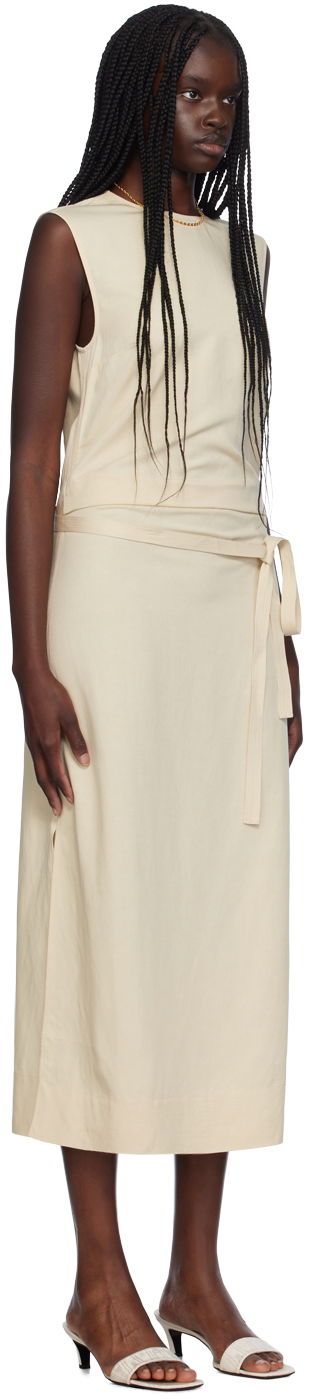 Kjole TOTEME TOTEME Fluid Tie-Waist Maxi Dress Beige | 243-WRD0124-FB0193, 1