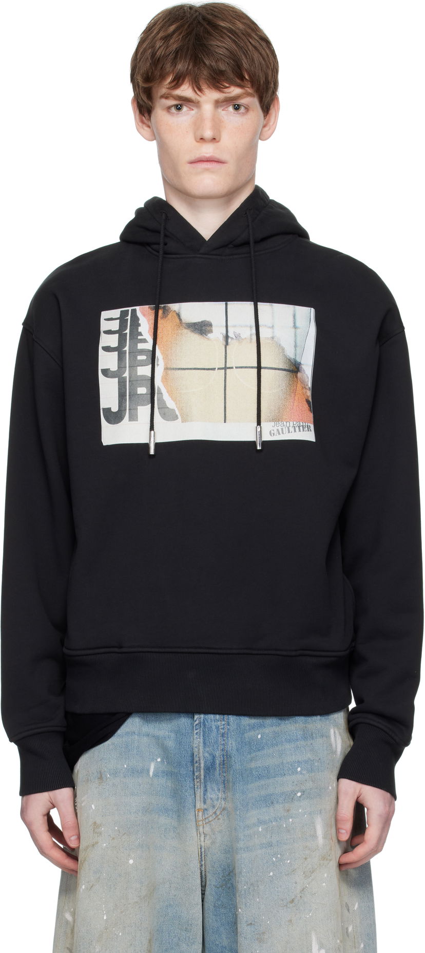Sweatshirt Jean Paul Gaultier Jean Paul Gaultier Printed Fire Hoodie Sort | 25/03-W-TO296-J003-001501