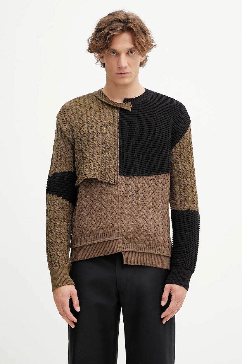 Sweater Andersson Bell Andersson Bell Patchwork Asymmetric Crewneck Sweater Brun | atb1330m