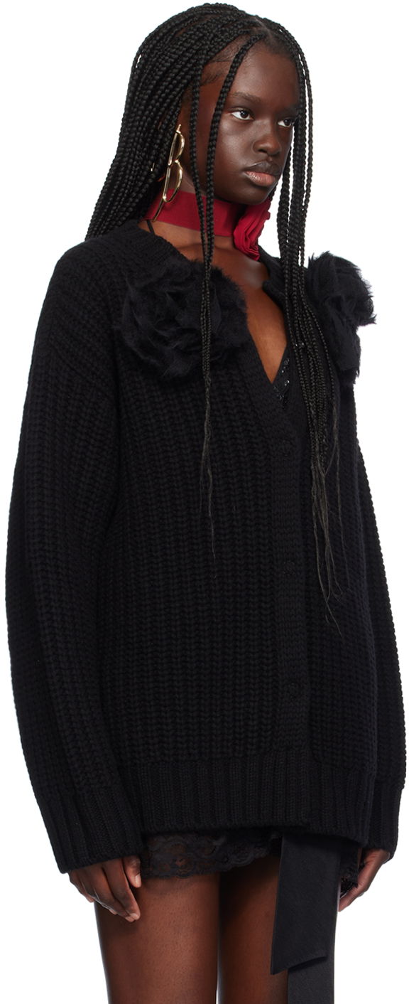 Sweater Blumarine Floral Appliqué Knit Cardigan Sort | A422B084A, 1