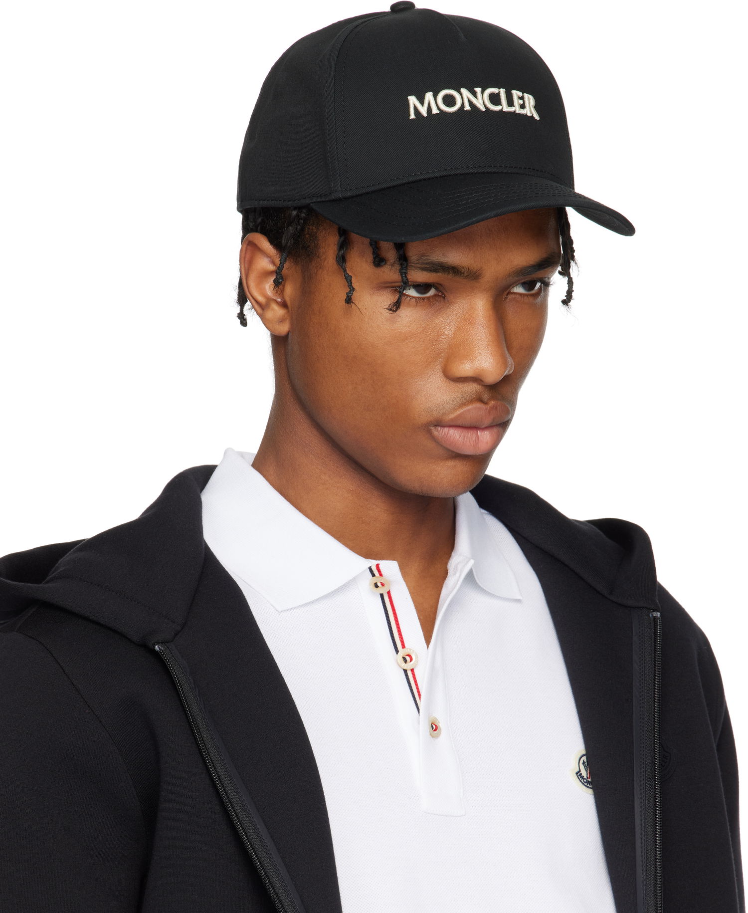 Kasket Moncler Moncler Embroidered Logo Gabardine Baseball Cap Sort | K10913B0005404863, 1