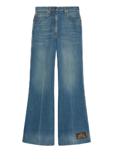 Jeans Gucci Denim Flare Label Jeans Mørkeblå | 623441 XDCD9 4759