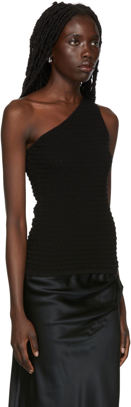 Tanktop Helmut Lang One Shoulder Textured Tank Top Sort | M04HW709, 1