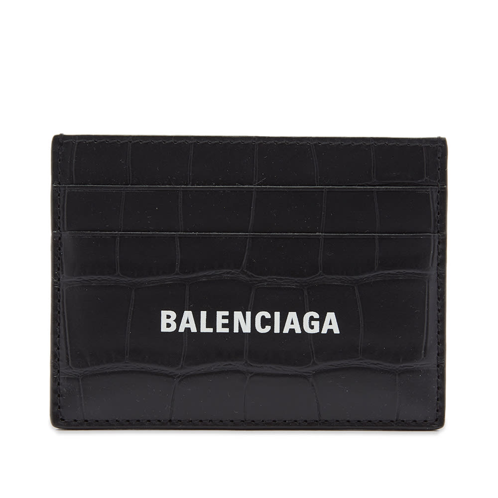 Tegnebog Balenciaga Croc Embossed Logo Card Holder Black/White Sort | 594309-1ROP3-1000, 0