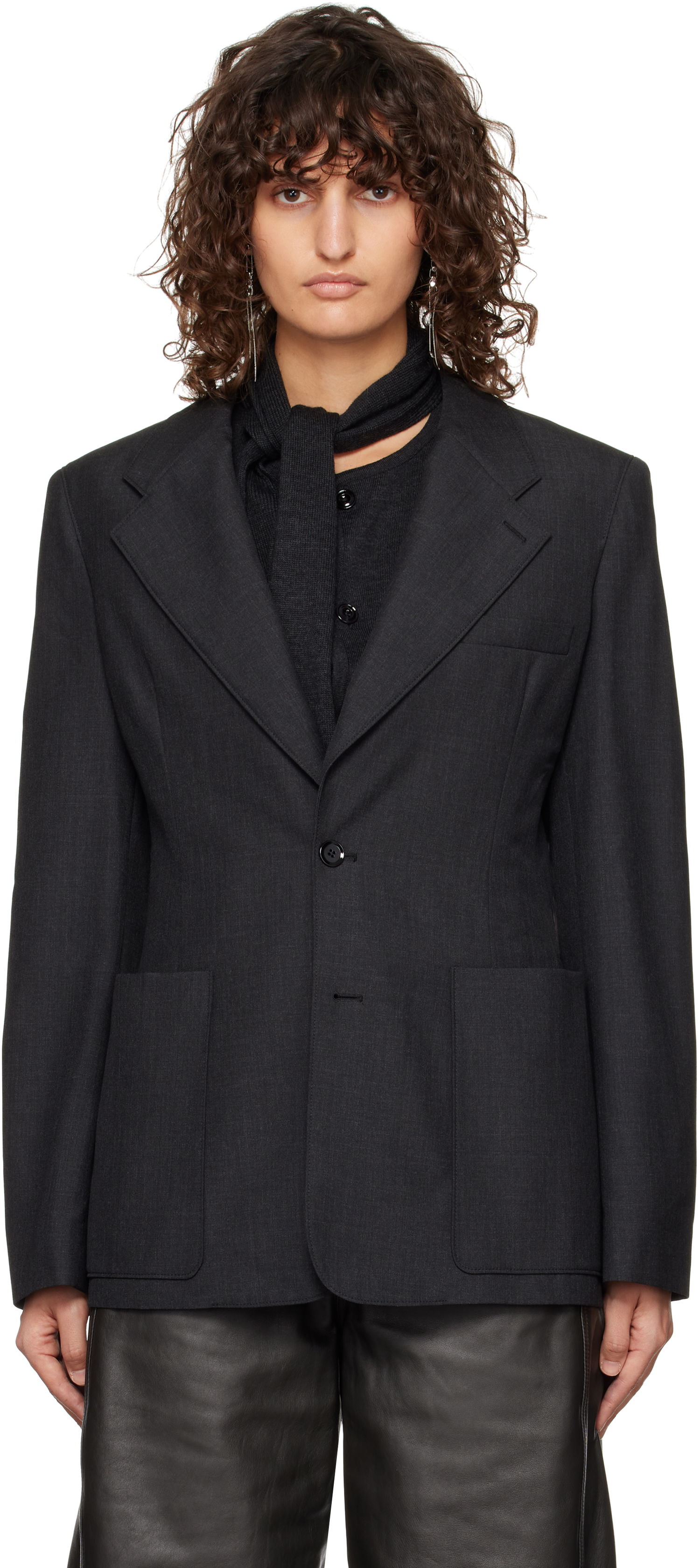 Jakke LEMAIRE LEMAIRE Single-Breasted Fitted Blazer Sort | JA1048 LF414, 0