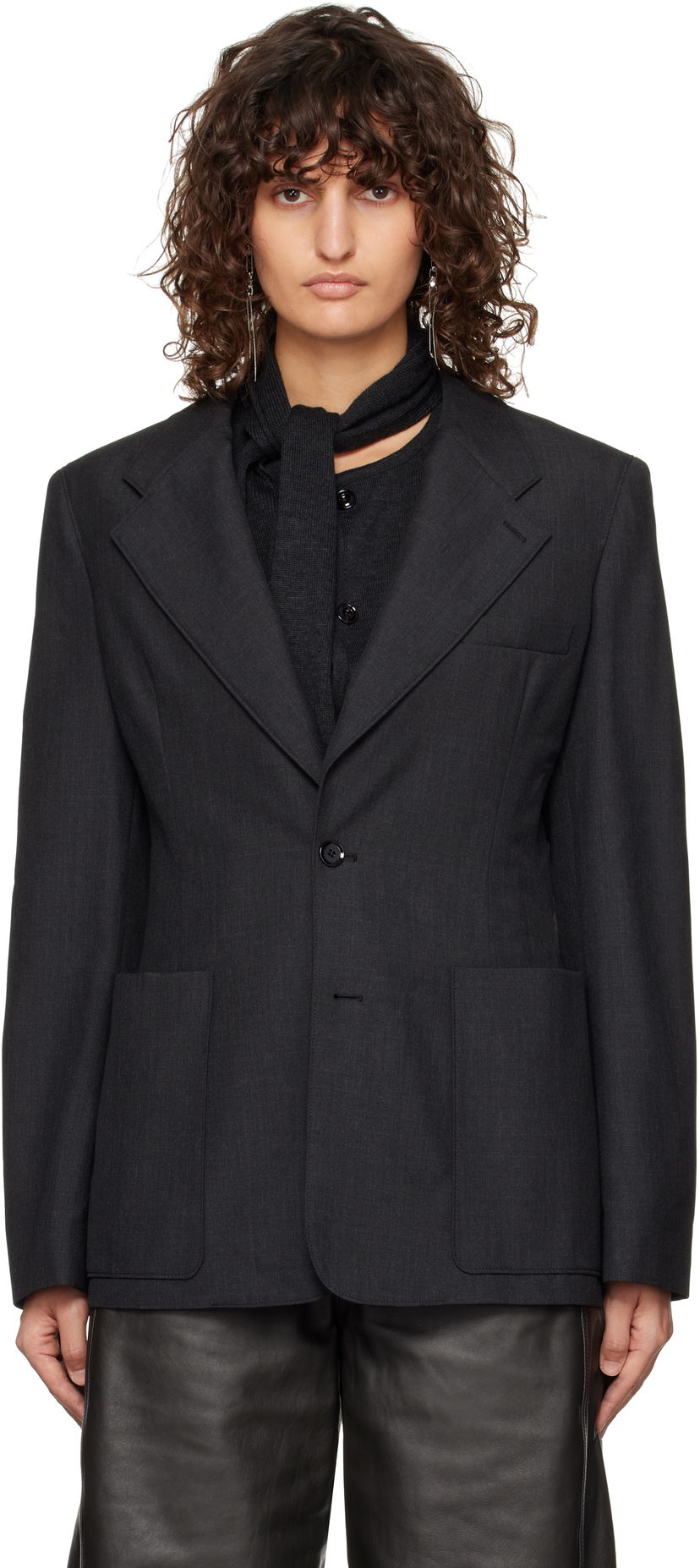 Jakke LEMAIRE LEMAIRE Single-Breasted Fitted Blazer Sort | JA1048 LF414