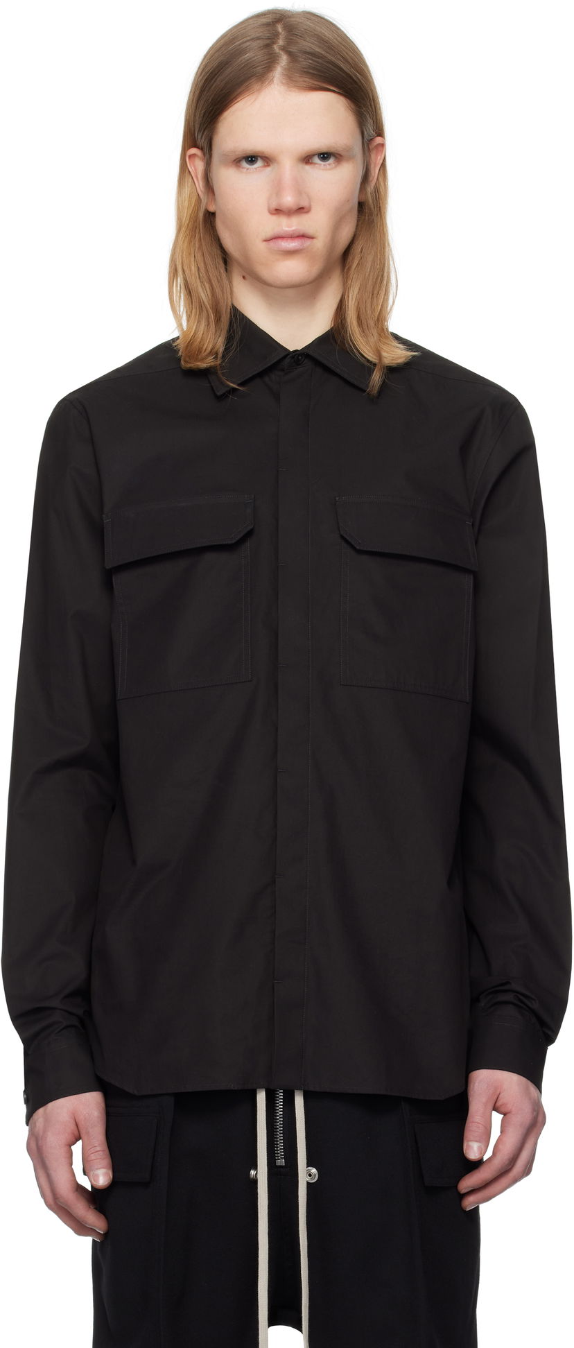 Skjorte Rick Owens Rick Owens Hollywood Work Shirt Sort | RU01E5291 P