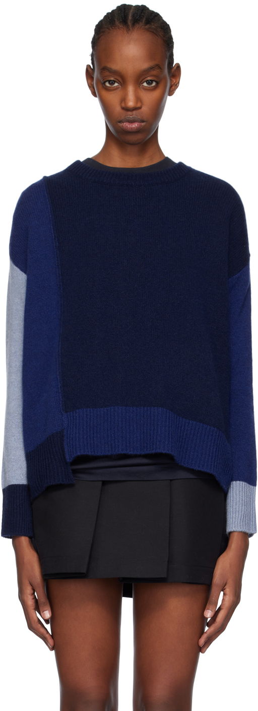 Sweater Marni Color Block Sweater Mørkeblå | GCMD0504Q0 UFX385