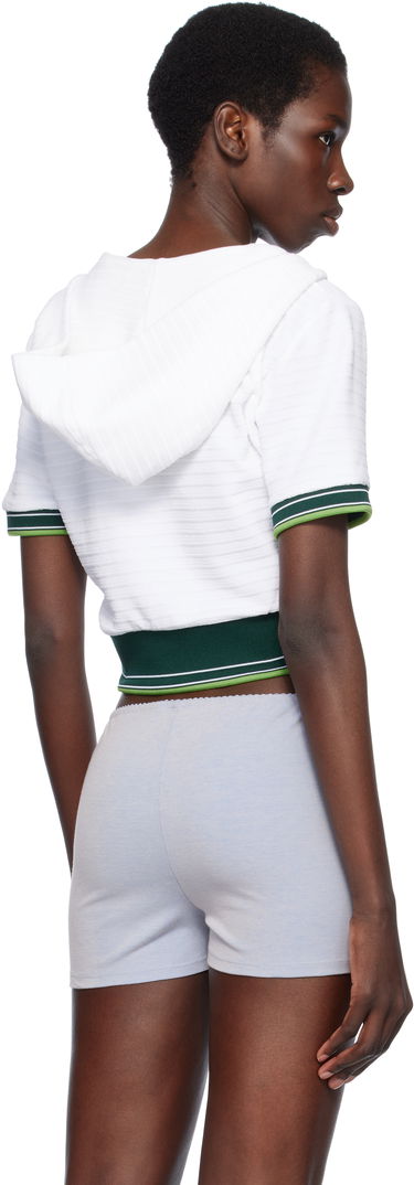 Sweatshirt Casablanca Casablanca Textured Velour Tennis Cropped Hoodie Hvid | WS25-JTP-354-01, 2
