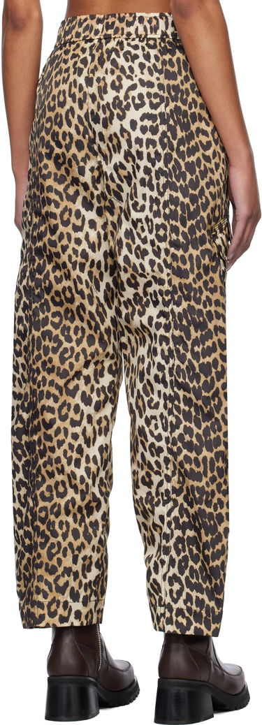 Cargo bukser GANNI GANNI Duchesse Nylon Cargo Pants Beige | W0477, 2
