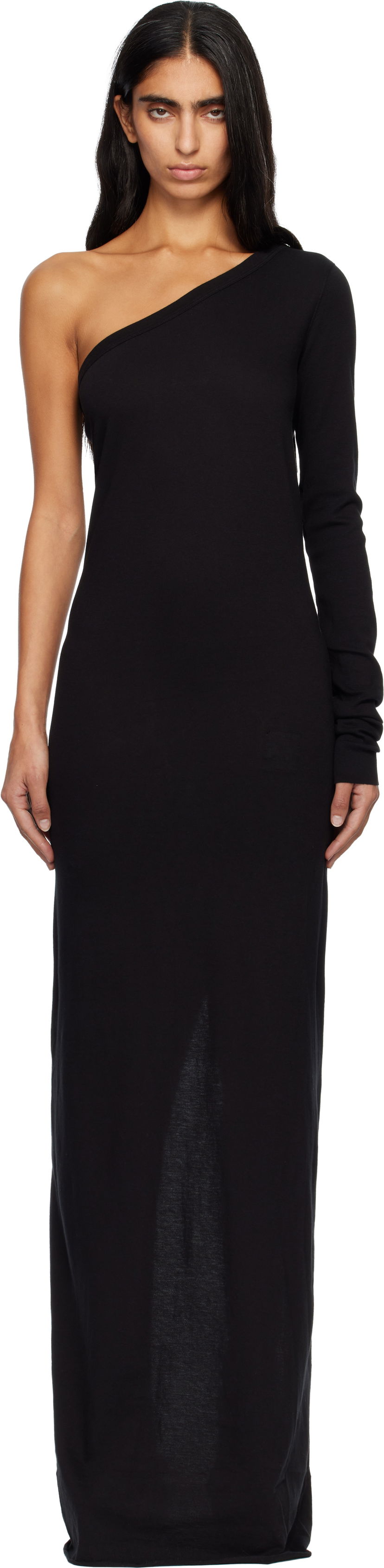 Kjole Rick Owens DRKSHDW Concordians Ziggy One-Shoulder Maxi Dress Sort | DS02E7511 RN