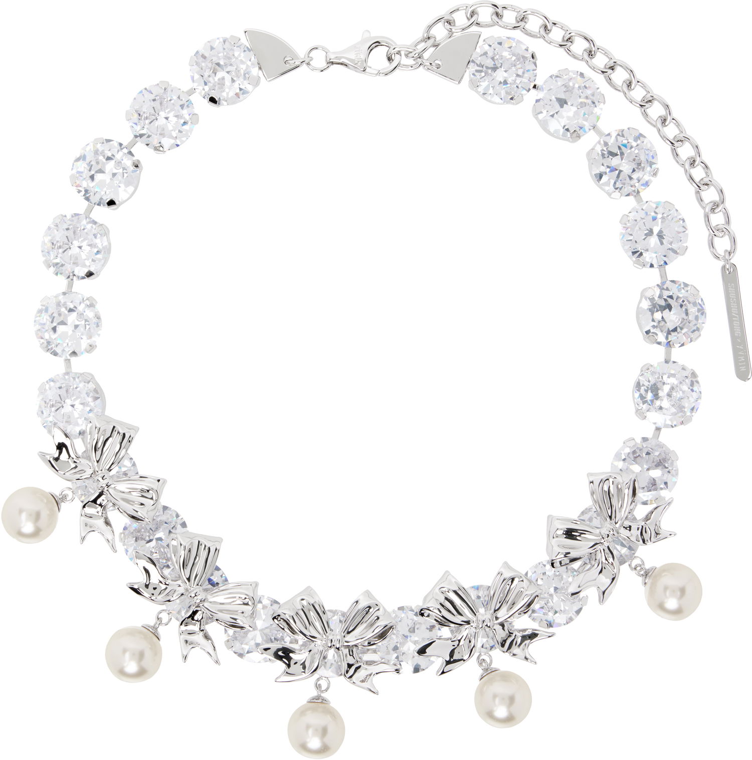 Halskæde SHUSHU/TONG SHUSHU/TONG YVMIN Edition Pearl Bow Knot Crystal Chain Necklace Metalisk | 23340WHT00NN, 0