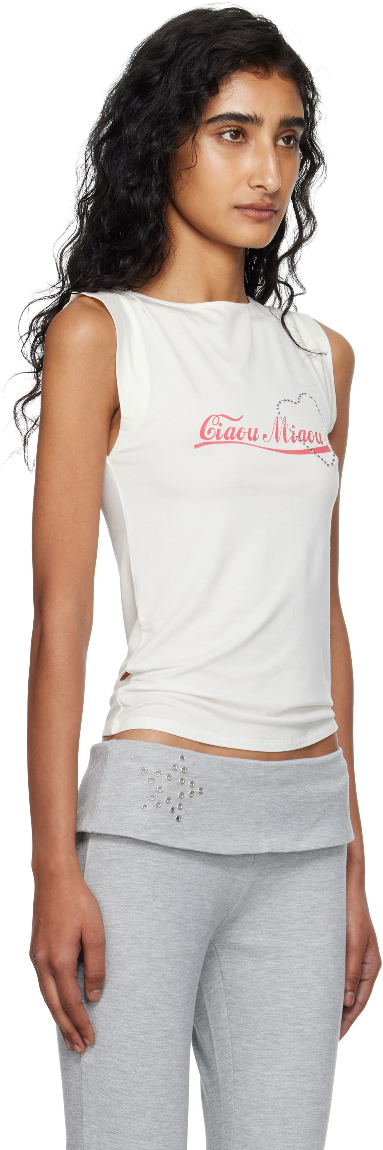 Tanktop Miaou Miaou Lucia Sleeveless Graphic Tank Top Hvid | 7197LJBCMI, 1