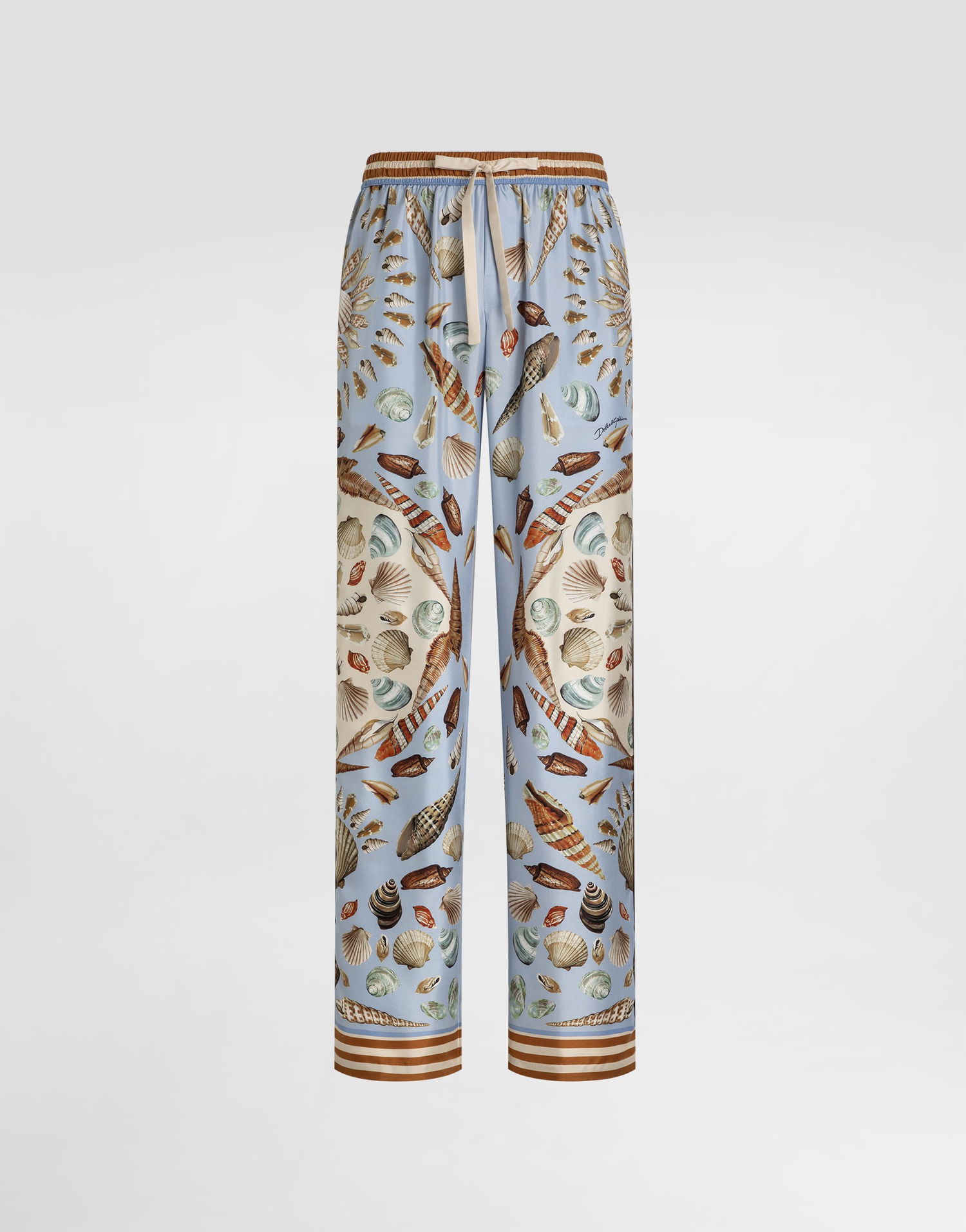 Bukser Dolce & Gabbana Dolce & Gabbana Silk Twill Shell-Print Trousers Blå | GVRMATHI1ZBHC5PK, 0