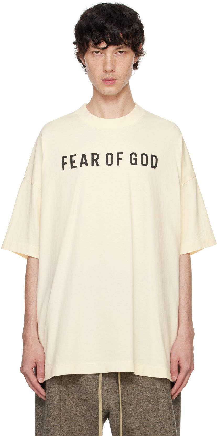 T-shirt Fear of God Print T-Shirt Beige | FG24FW50-10155LBHWJ