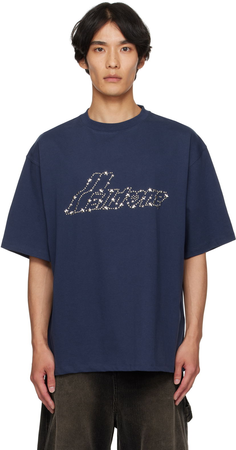 T-shirt We11done Pearly 'Se11done' Logo T-Shirt by We11done Mørkeblå | WD-TT2-25-735-U-NV