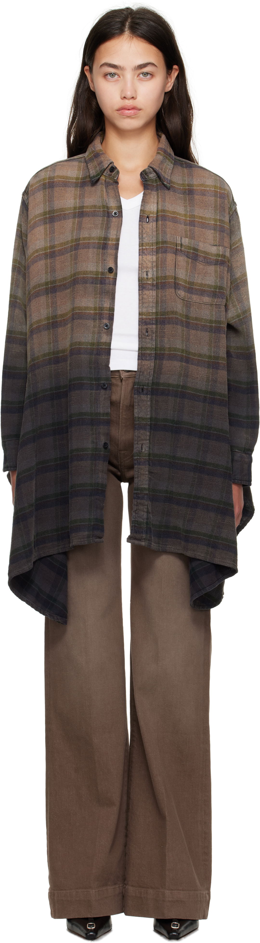 Skjorte R13 R13 Draped Plaid Shirt Brun | R13WR416-R552B, 0