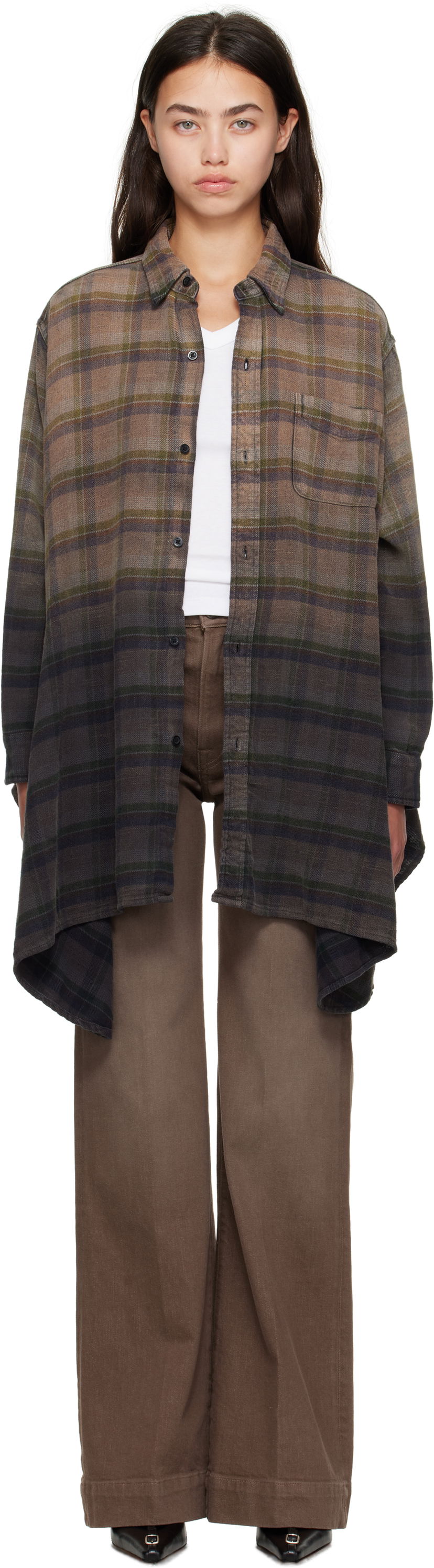 Skjorte R13 R13 Draped Plaid Shirt Brun | R13WR416-R552B