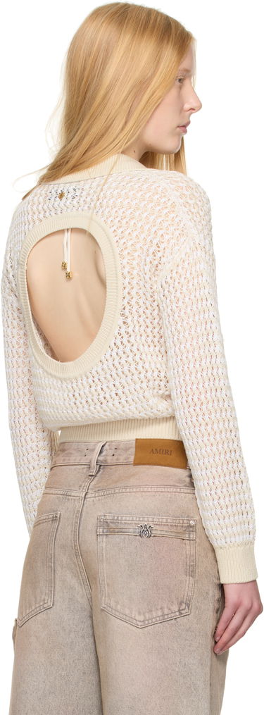Polo skjorte AMIRI AMIRI Open Back Crochet Polo Beige | AWKNPO1026, 2