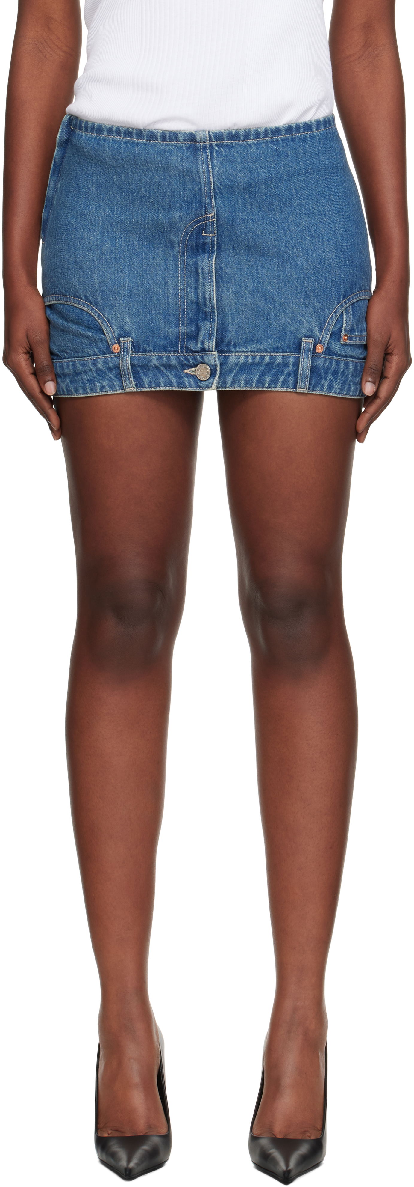 Nederdel VETEMENTS Vetements Upside-Down Denim Miniskirt Blå | WH76DK007VB, 0