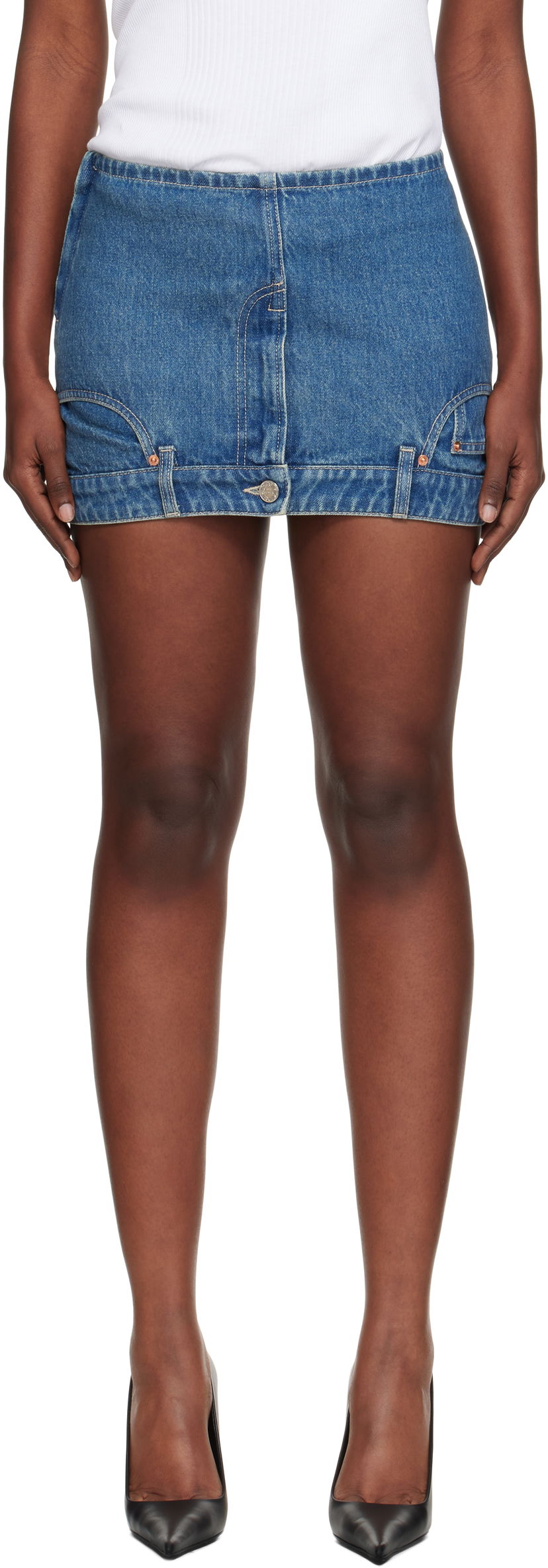 Nederdel VETEMENTS Vetements Upside-Down Denim Miniskirt Blå | WH76DK007VB