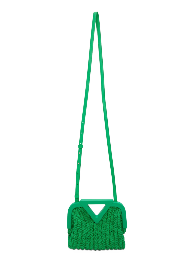 Skuldertaske Bottega Veneta Crochet Small Point Bag Grøn | 658654 V0T21