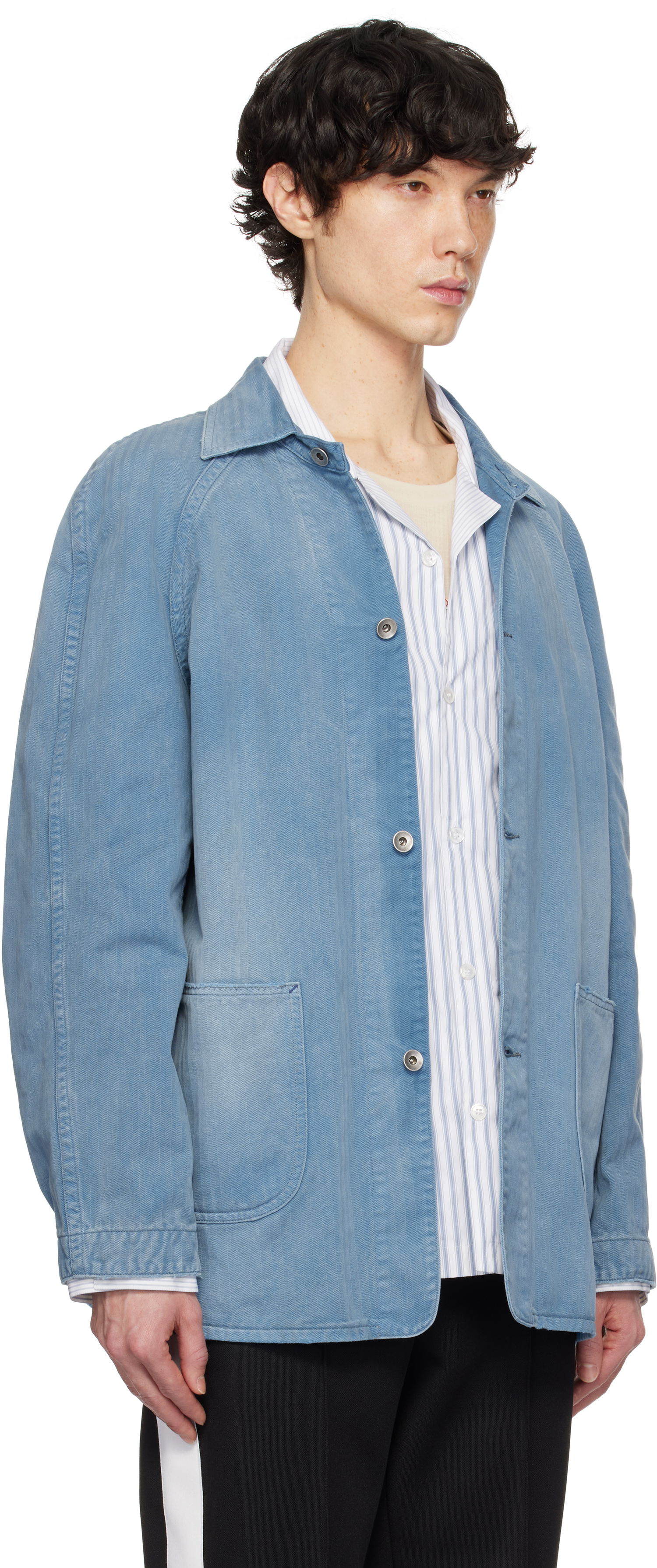 Jakke Maison Margiela Maison Margiela Distressed Caban Denim Jacket Blå | S50AM0635 M30024, 1
