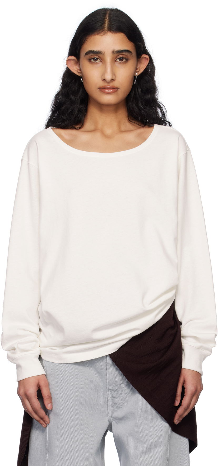 Sweater LEMAIRE Lemaire Wide Neck T-Shirt Hvid | TO1349 LJ1010