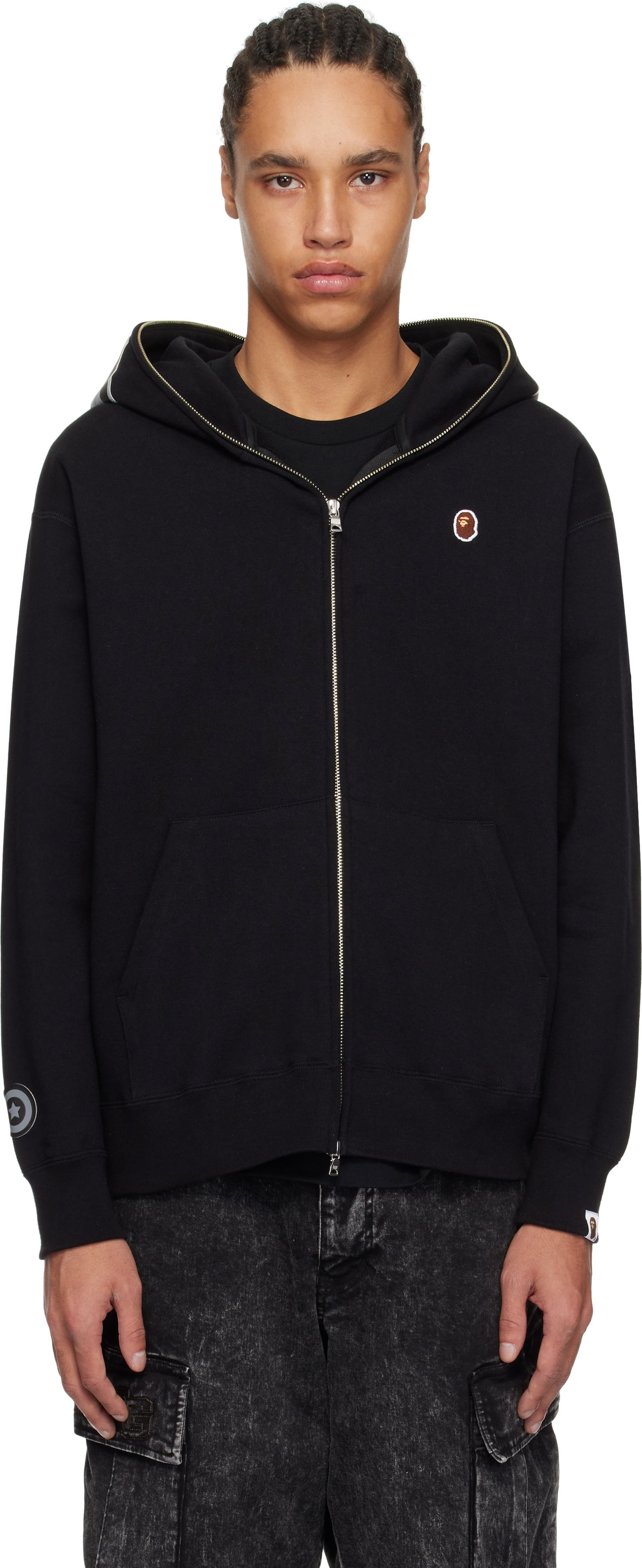 Sweatshirt BAPE A Bathing Ape One Point Ape Head Shark Full Zip Hoodie Sort | 001ZPK801305M, 0