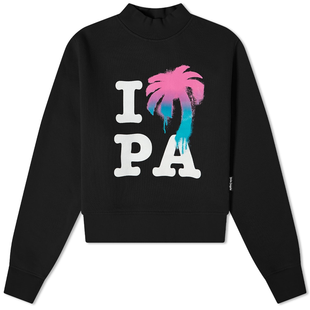 Sweatshirt Palm Angels I Love PA Fitted Crew Neck Sweat Sort | PWBA016S23FLE0011084, 0