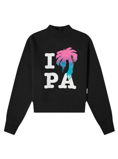 Sweatshirt Palm Angels I Love PA Fitted Crew Neck Sweat Sort | PWBA016S23FLE0011084