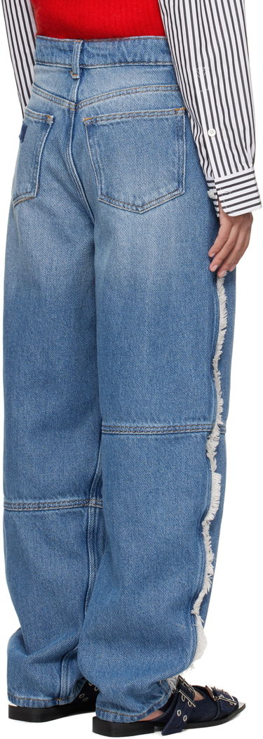 Jeans GANNI Ganni Stary Frayed Wide-Leg Jeans Blå | J1602, 2