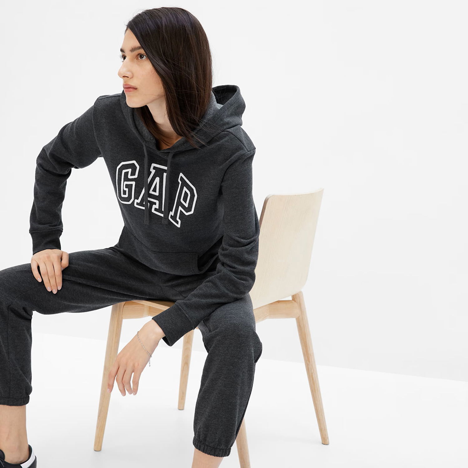 Sweatshirt GAP Pullover Logo Hoodie Charcoal Heather Sort | 463506-03, 0