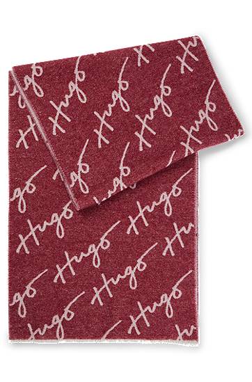 Tørklæde BOSS Wool Blend Logo Scarf Bourgogne | 50524789, 0