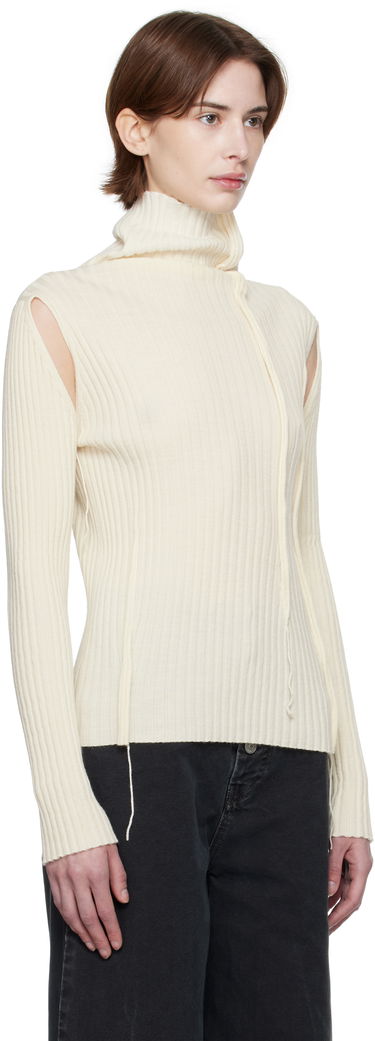 Sweater Maison Margiela MM6 Maison Margiela Darted Rib Knit Turtleneck Top Hvid | S52HA0294 M13087, 1
