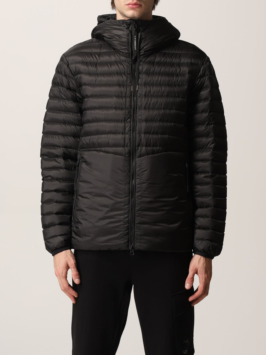 Puffer jakke C.P. Company Puffect Hooded Jacket Sort | 11CMOW007A006099A, 0