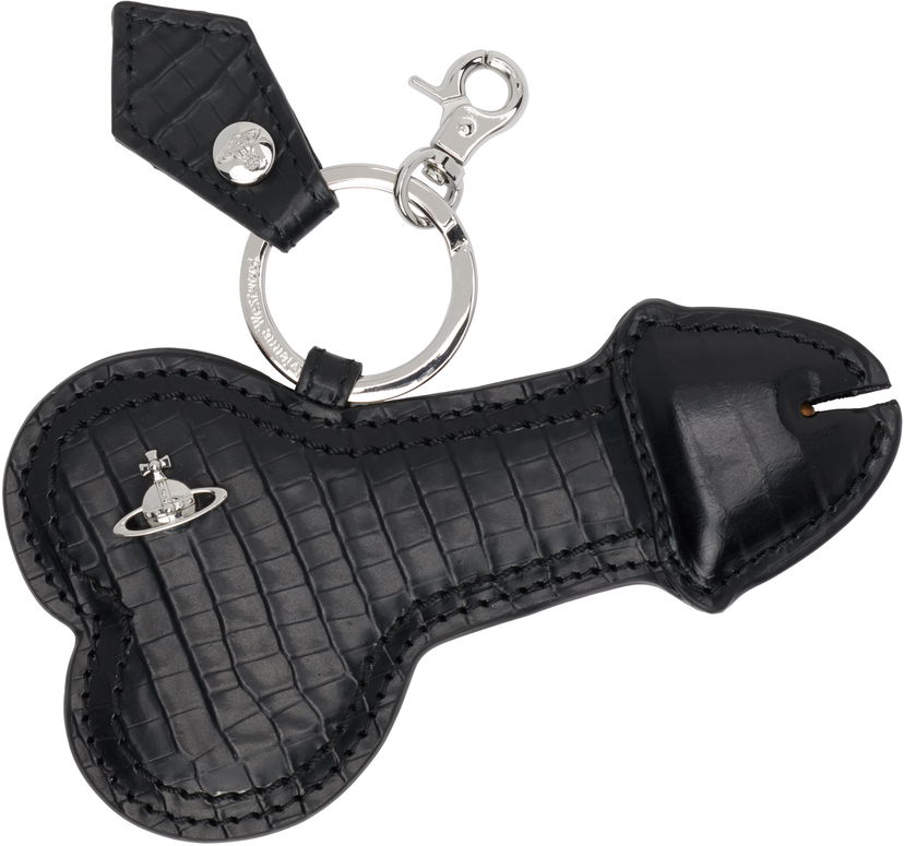Nøgleringe Vivienne Westwood Vivienne Westwood Bell End Leather Keychain Sort | 8203012KU-L00C0-