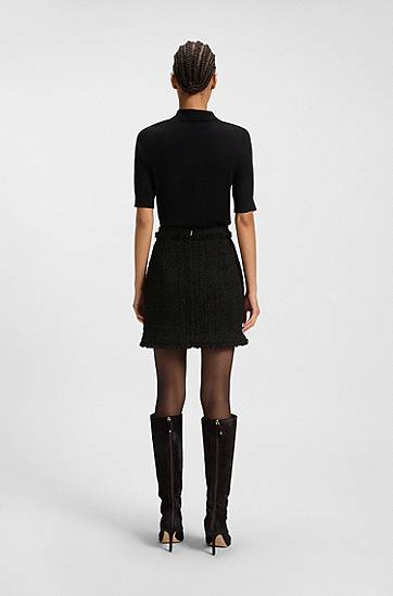 Nederdel BOSS Mini skirt in velvet tweed Sort | 50548094, 1