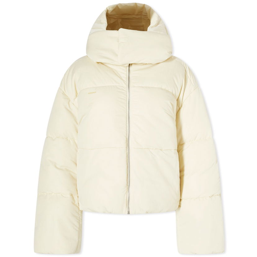 Puffer jakke PANGAIA Pangaia FLWRDWN Recycled Nylon Cropped Puffer Jacket, Size Large Beige | 100011686021