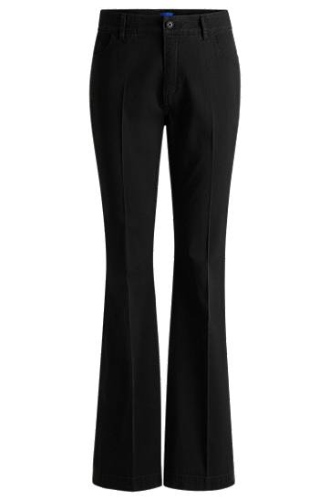 Bukser BOSS Stretch Cotton Flared-Leg Trousers Sort | 50538278