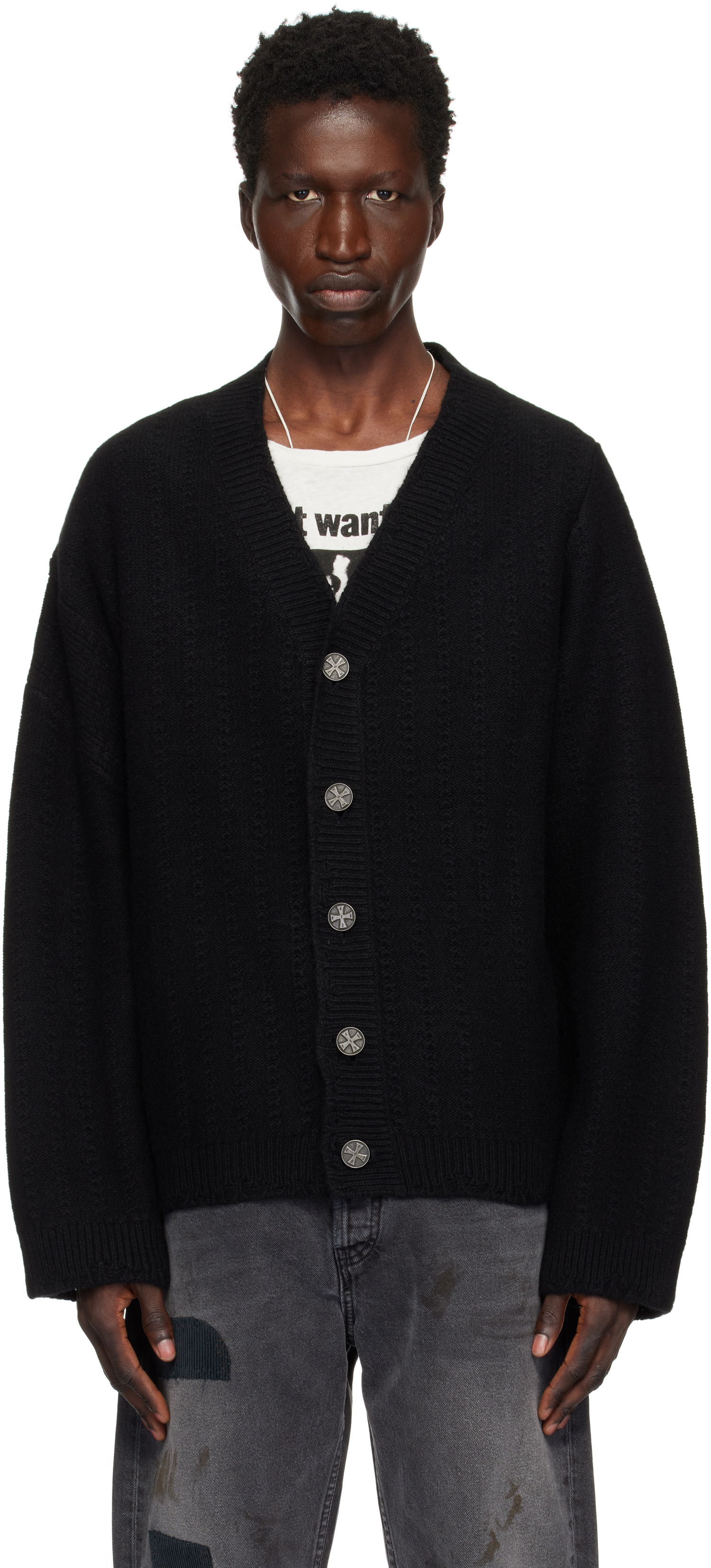 Sweater Enfants Riches Déprimés Asymmetrical Cable Knit Cardigan Sort | 080-228, 0