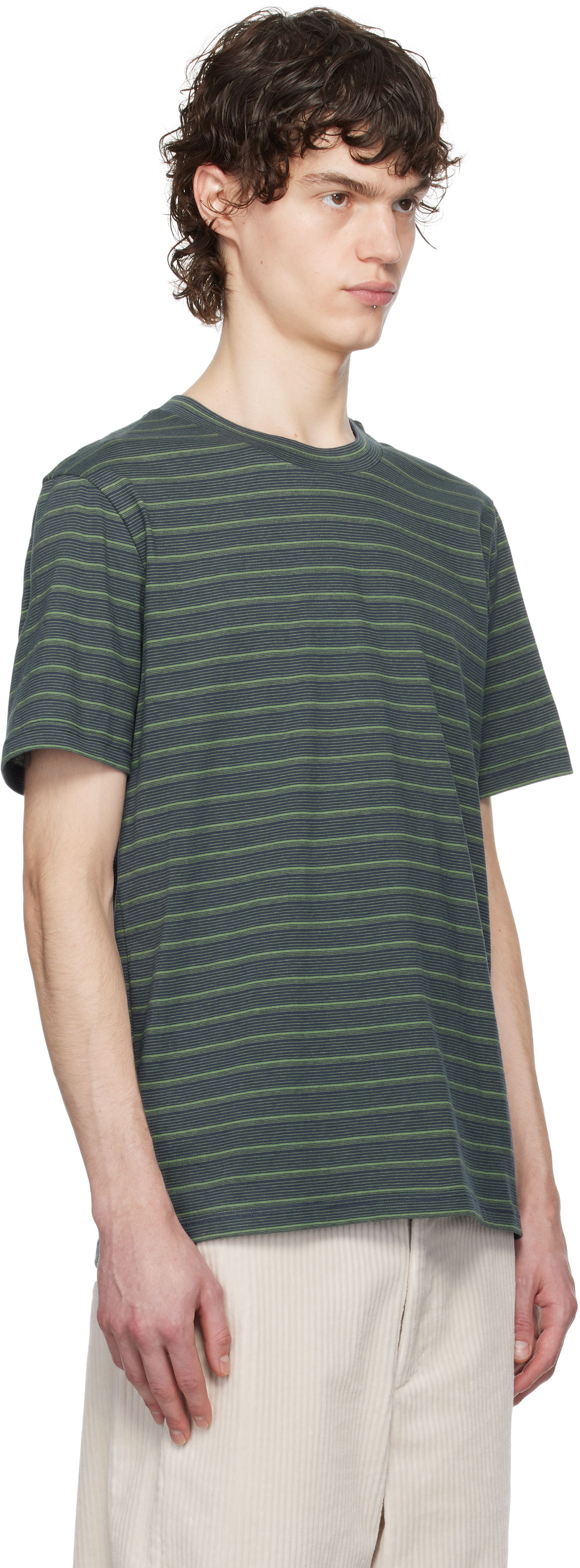 T-shirt A.P.C. A.P.C. Aymeric Striped T-Shirt Grøn | COHGX-H26132, 1